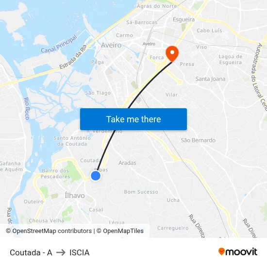 Coutada - A to ISCIA map