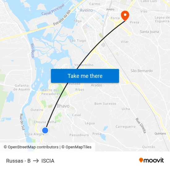 Russas - B to ISCIA map