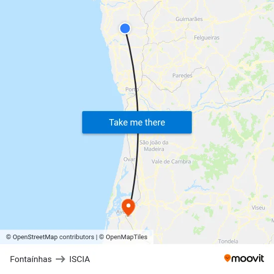 Fontaínhas to ISCIA map