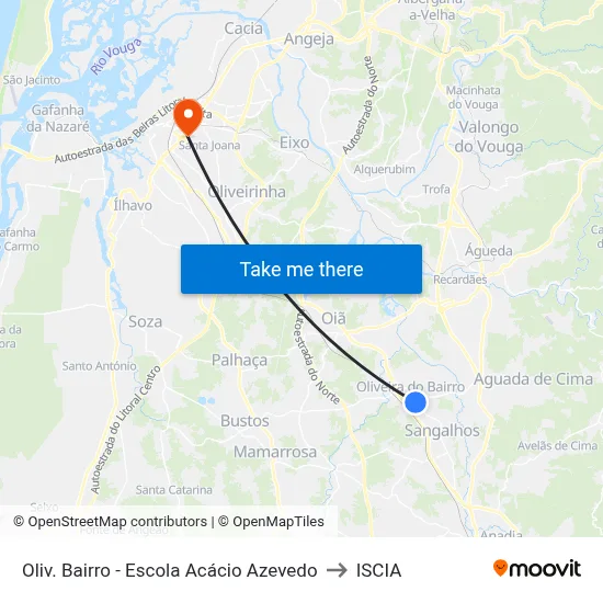 Oliv. Bairro - Escola Acácio Azevedo to ISCIA map