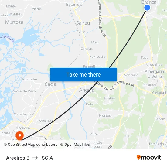 Areeiros B to ISCIA map