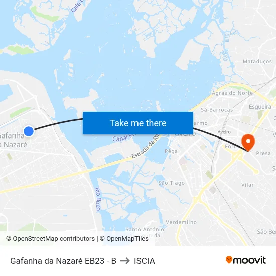 Gafanha da Nazaré EB23 - B to ISCIA map