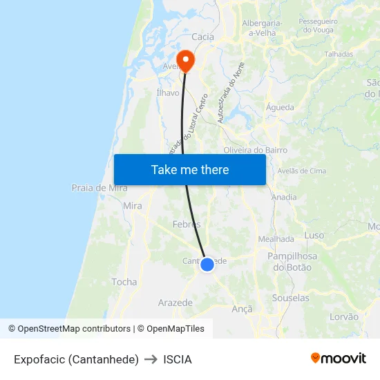 Expofacic (Cantanhede) to ISCIA map