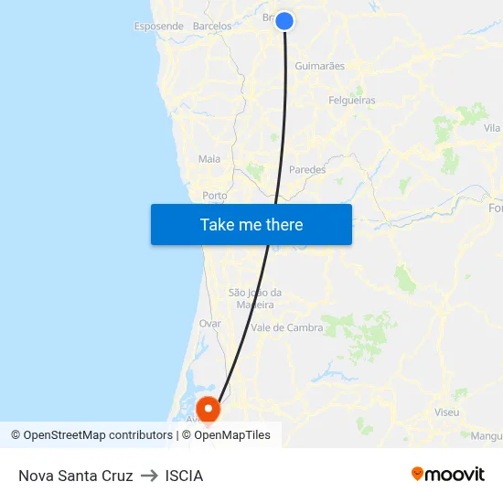 Nova Santa Cruz to ISCIA map