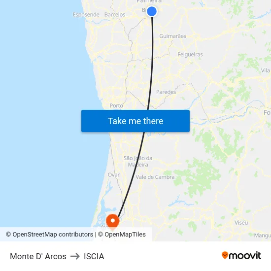 Monte D' Arcos to ISCIA map