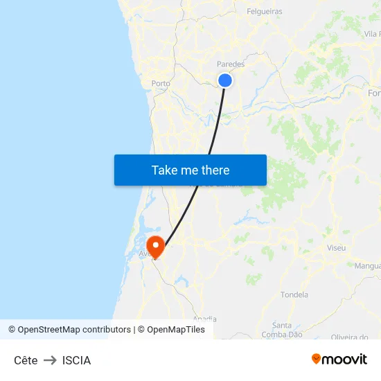 Cête to ISCIA map