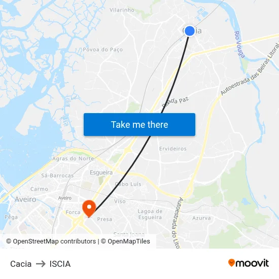 Cacia to ISCIA map