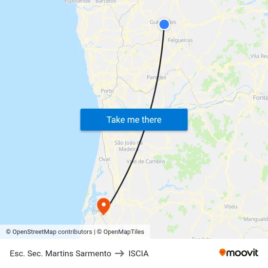 Esc. Sec. Martins Sarmento to ISCIA map