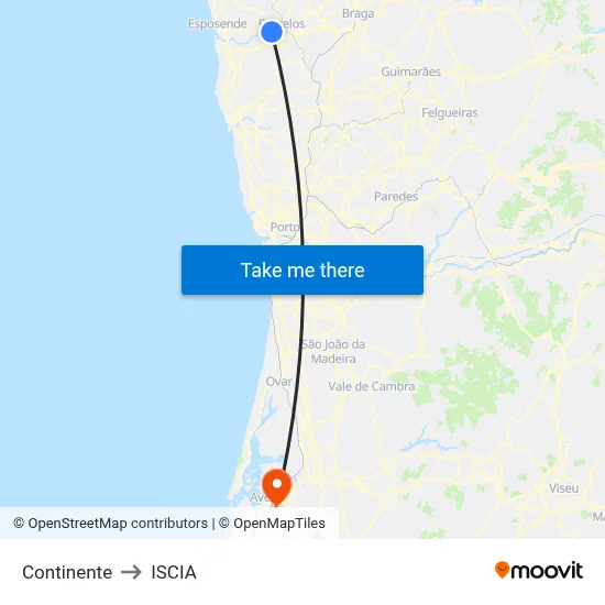Continente to ISCIA map