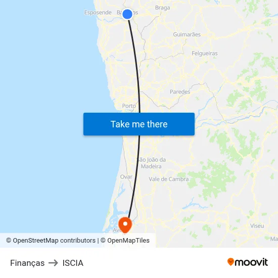 Finanças to ISCIA map