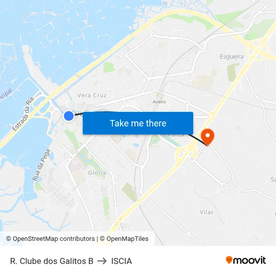 R. Clube dos Galitos B to ISCIA map