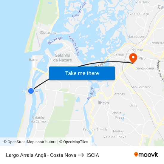Largo Arrais Ançã - Costa Nova to ISCIA map