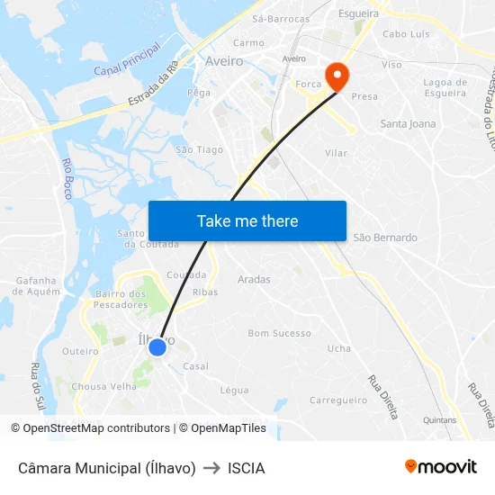 Câmara Municipal (Ílhavo) to ISCIA map