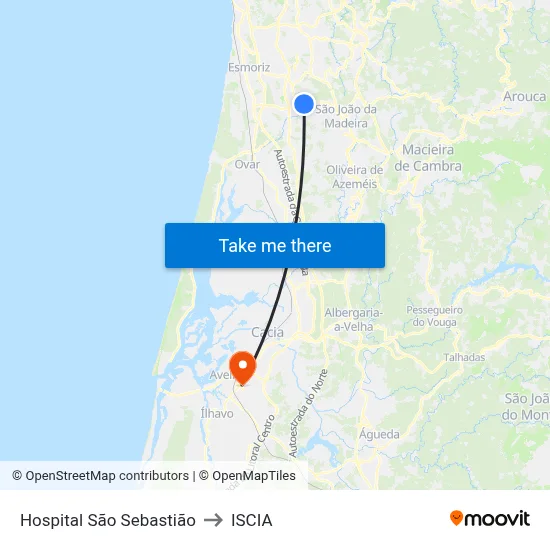 Hospital São Sebastião to ISCIA map
