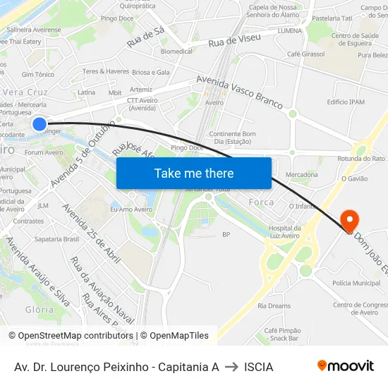 Av. Dr. Lourenço Peixinho - Capitania A to ISCIA map