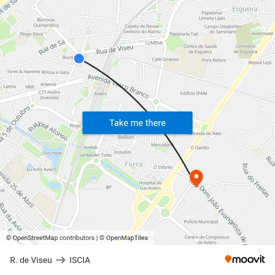 R. de Viseu to ISCIA map