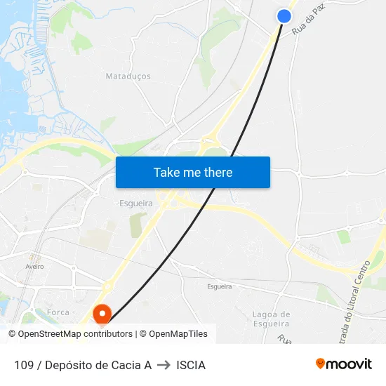 109 / Depósito de Cacia A to ISCIA map