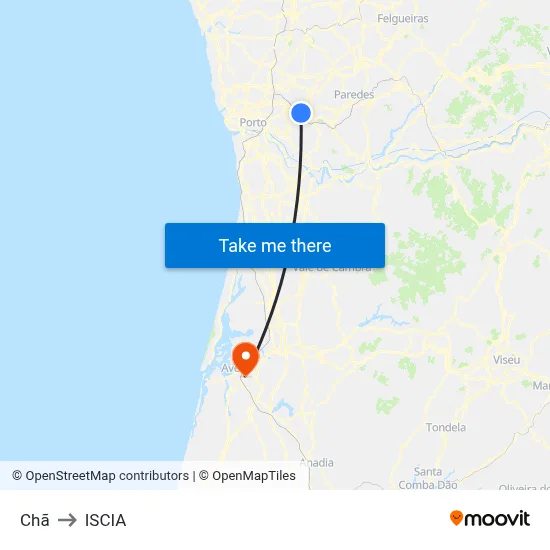 Chã to ISCIA map