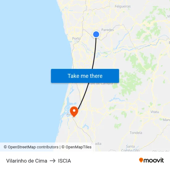 Vilarinho de Cima to ISCIA map