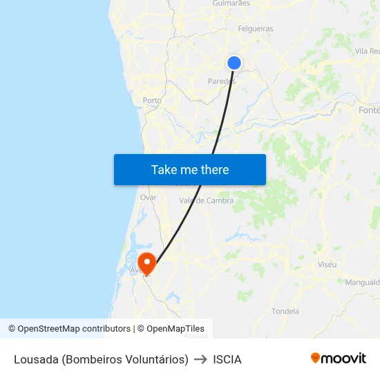 Lousada (Bombeiros Voluntários) to ISCIA map