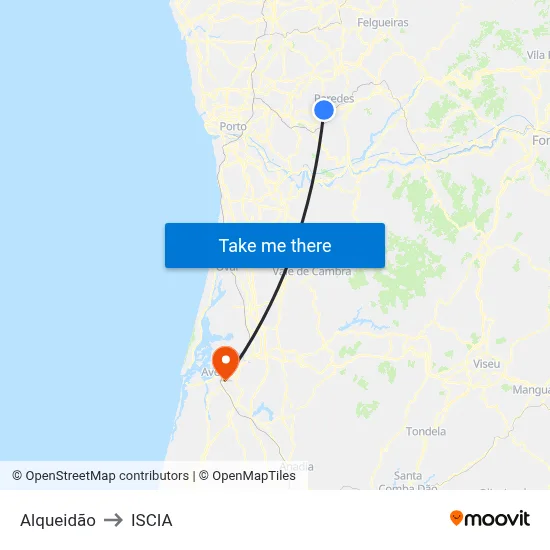 Alqueidão to ISCIA map