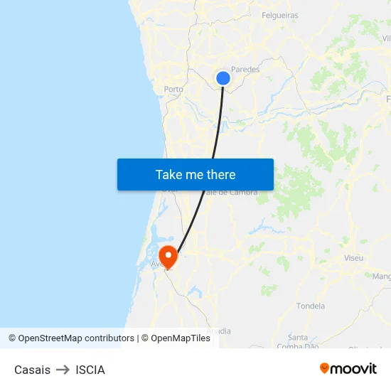 Casais to ISCIA map