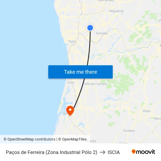 Paços de Ferreira (Zona Industrial Pólo 2) to ISCIA map