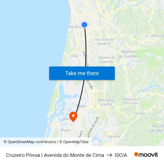 Cruzeiro Póvoa |  Avenida do Monte de Cima to ISCIA map