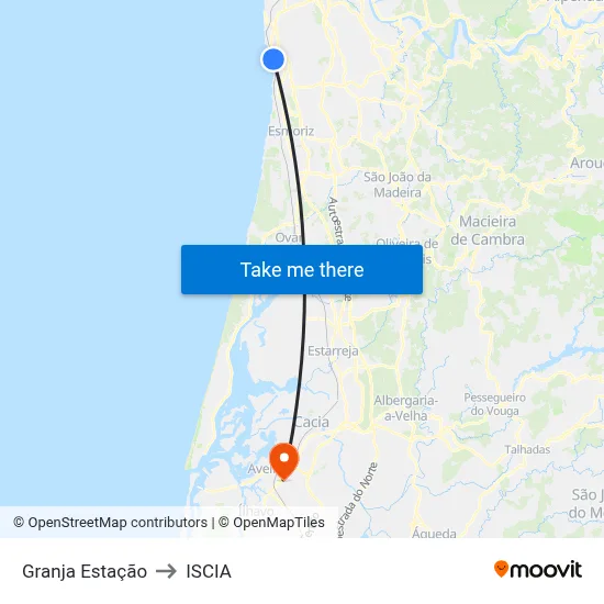 Granja Estação to ISCIA map
