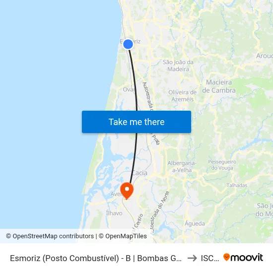 Esmoriz (Posto Combustível) - B | Bombas Gasolina to ISCIA map