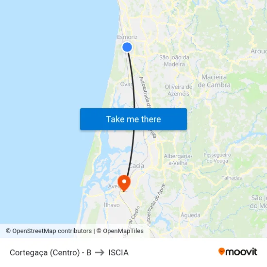 Cortegaça (Centro) - B to ISCIA map