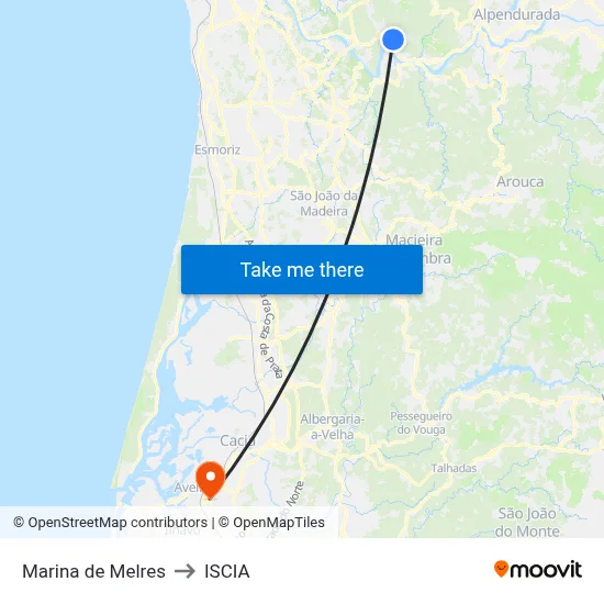 Marina de Melres to ISCIA map