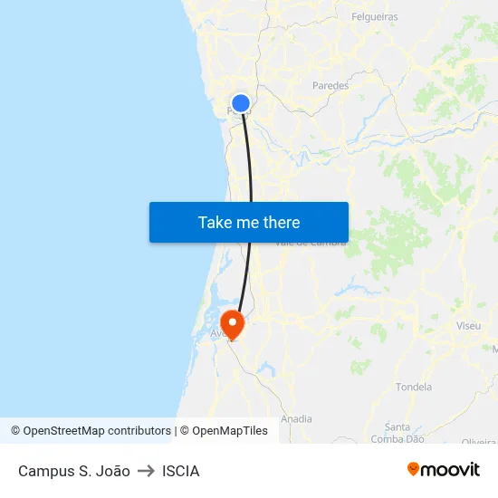Campus S. João to ISCIA map