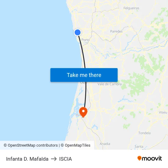 Infanta D. Mafalda to ISCIA map