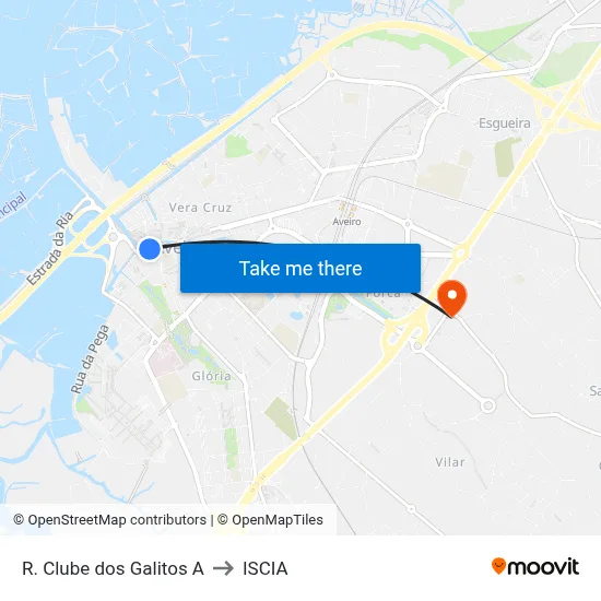 R. Clube dos Galitos A to ISCIA map