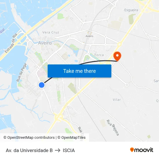 Av. da Universidade B to ISCIA map