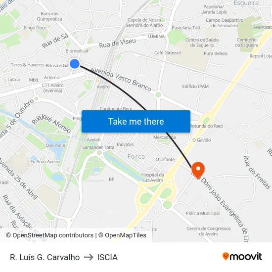 R. Luís G. Carvalho to ISCIA map