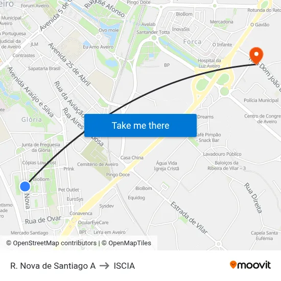 R. Nova de Santiago A to ISCIA map