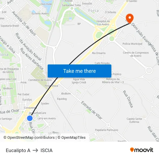 Eucalipto A to ISCIA map