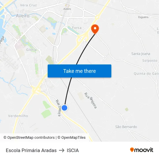 Escola Primária Aradas to ISCIA map