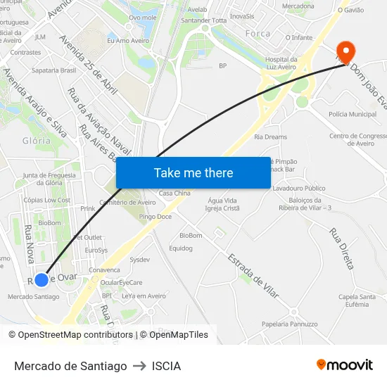 Mercado de Santiago to ISCIA map