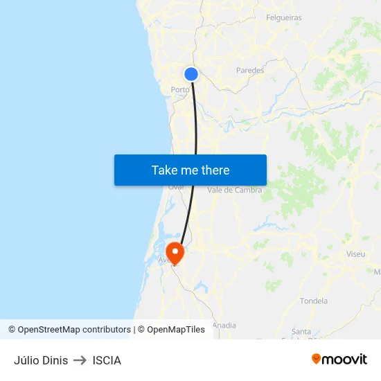 Júlio Dinis to ISCIA map