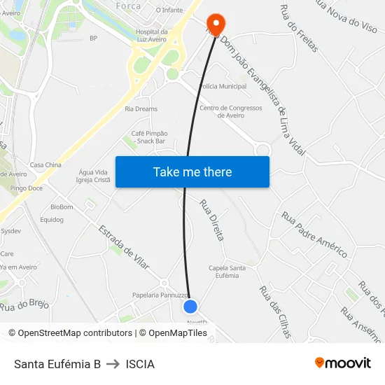 Santa Eufémia B to ISCIA map