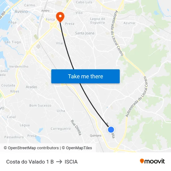 Costa do Valado 1 B to ISCIA map