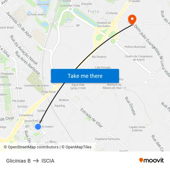 Glicínias B to ISCIA map
