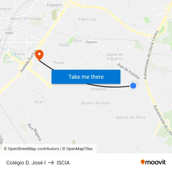 Colégio D. José I to ISCIA map