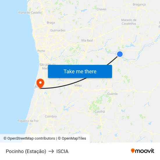 Pocinho (Estação) to ISCIA map