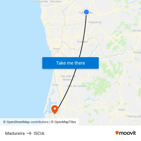 Madureira to ISCIA map
