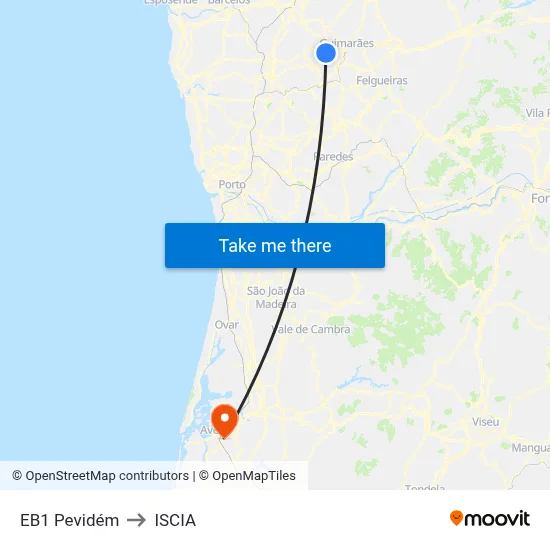 EB1 Pevidém to ISCIA map