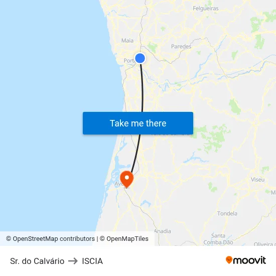 Sr. do Calvário to ISCIA map